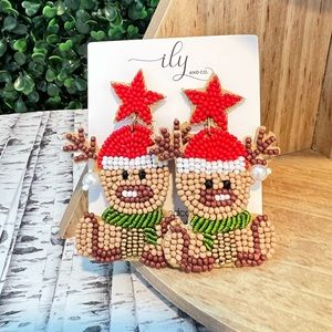 Reindeer Beaded Boutique Christmas Earrings | Lightweight | Post Back | NWT